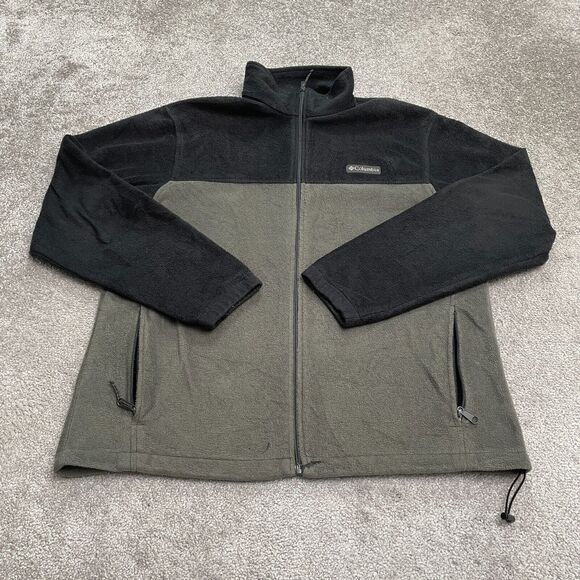 Columbia Steens Mountain Fleece Jacket Men XL Gray Black Full Zip Outdoor Hiking - Picture 1 of 13